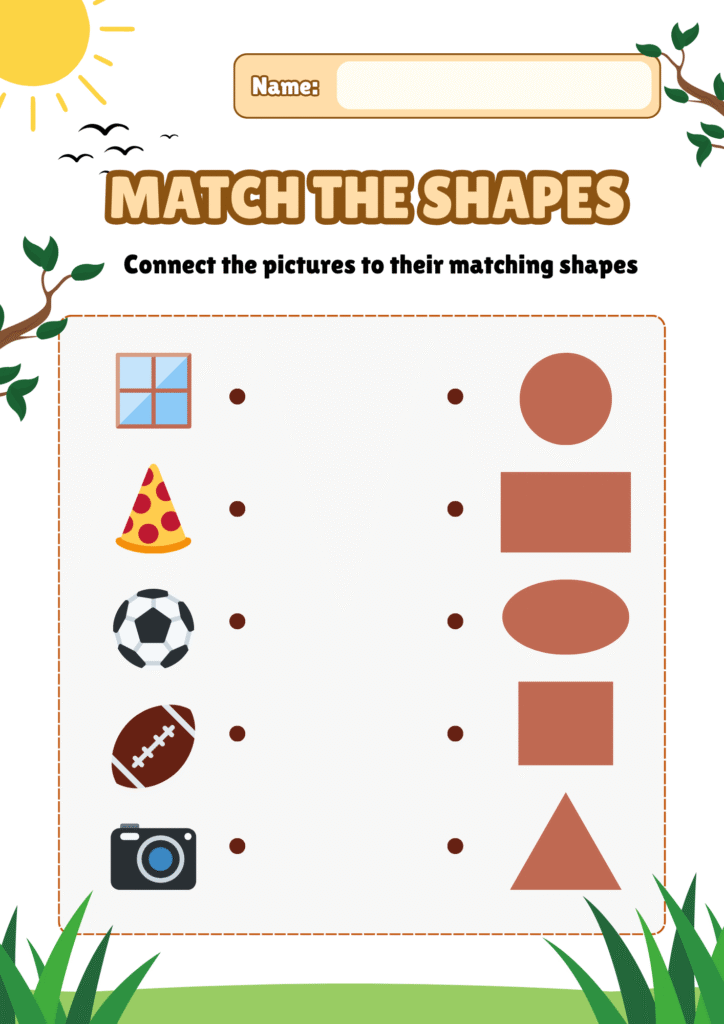 “Shape Matching Worksheets for Preschool & Kindergarten