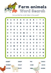 Animal Word Search Printable