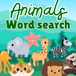Printable animal word puzzle for kids