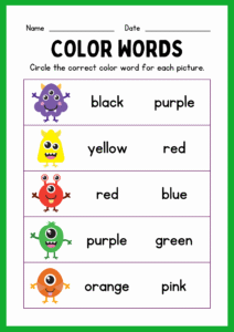 Kindergarten Colors Workbook