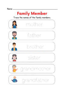 My Family Worksheet for kids