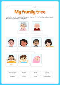 My Family Worksheet for kids