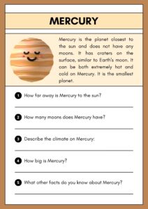 Planet Comprehension Free Worksheet