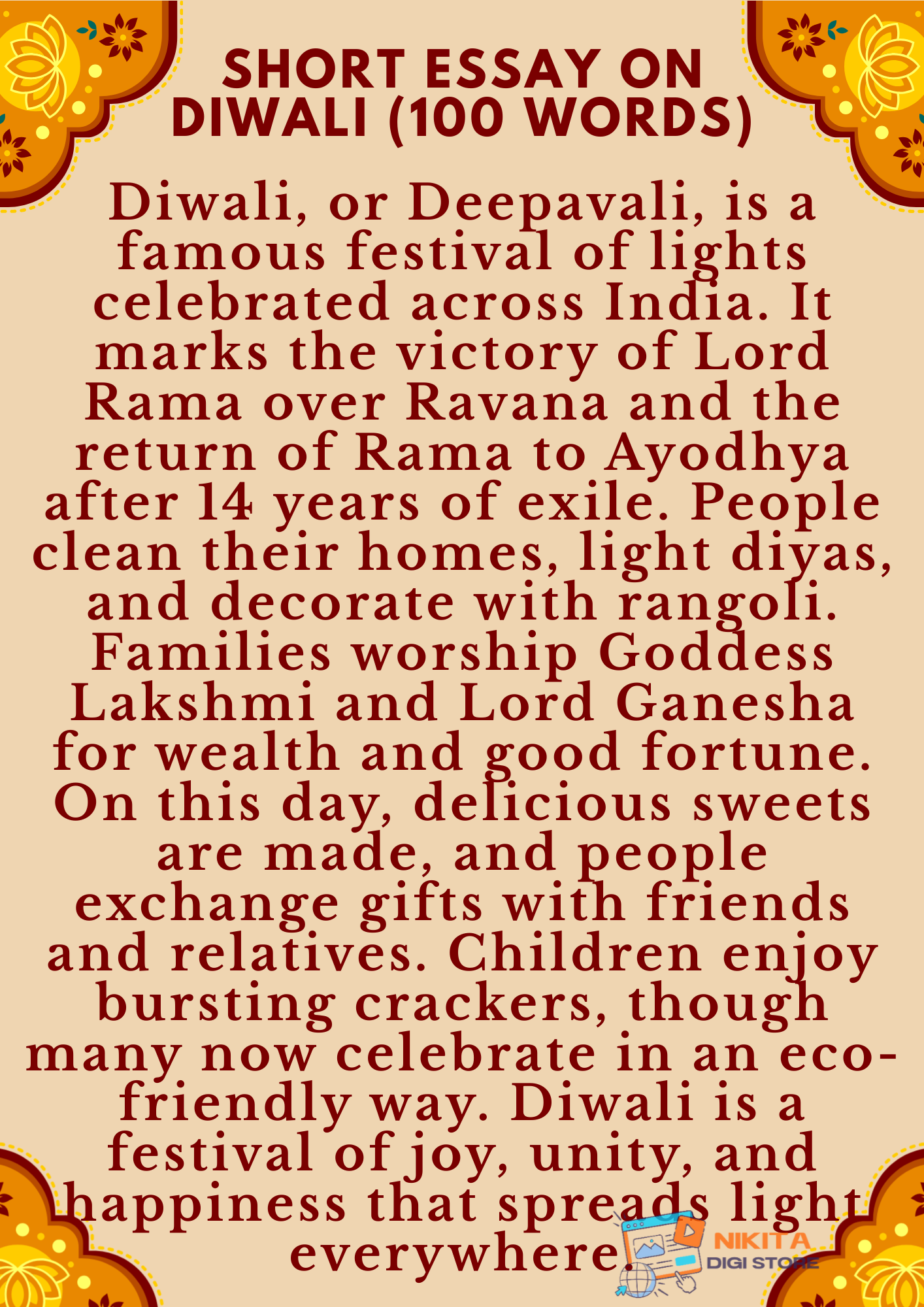 Essay on Diwali for Students