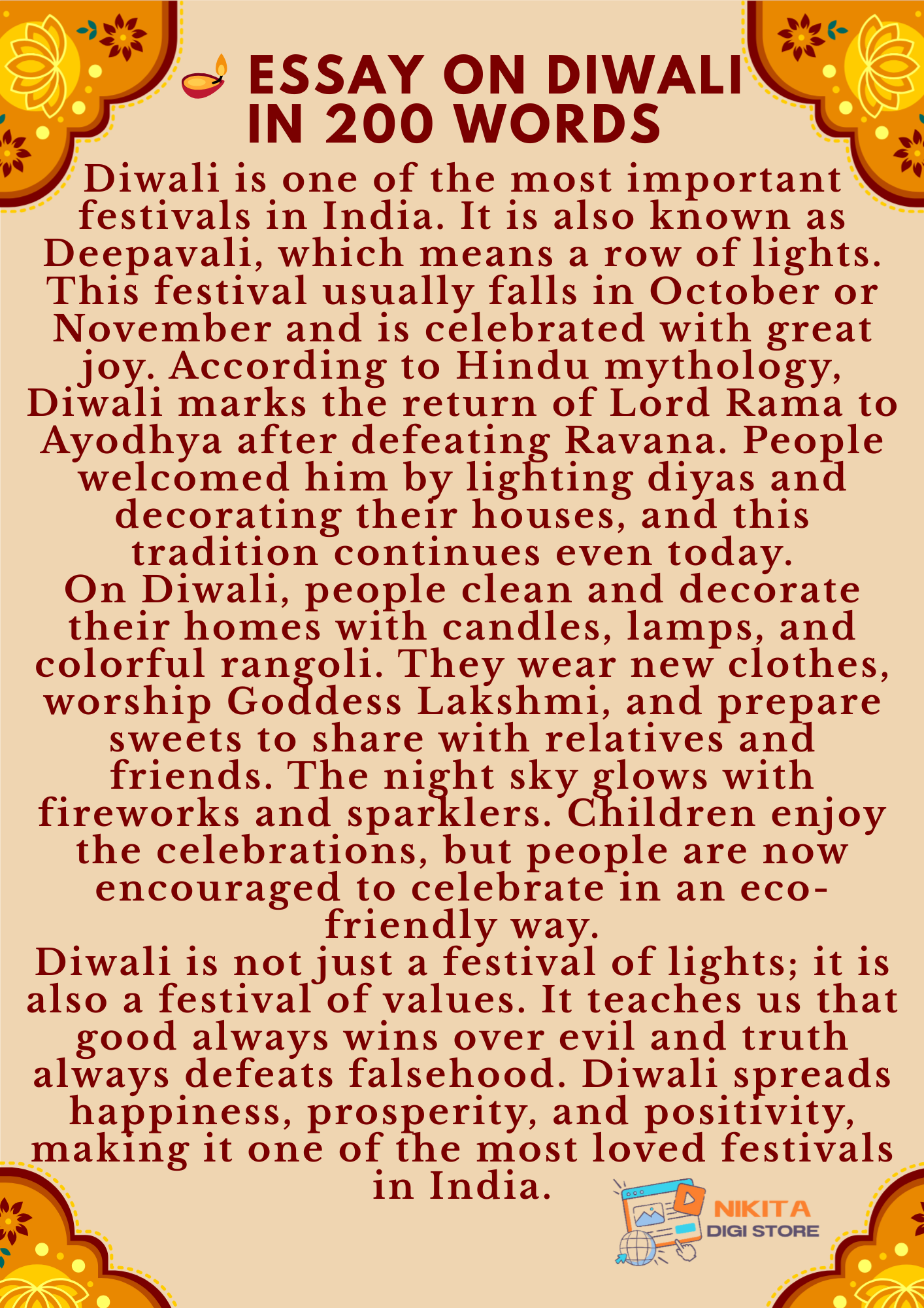 Essay on Diwali for Students