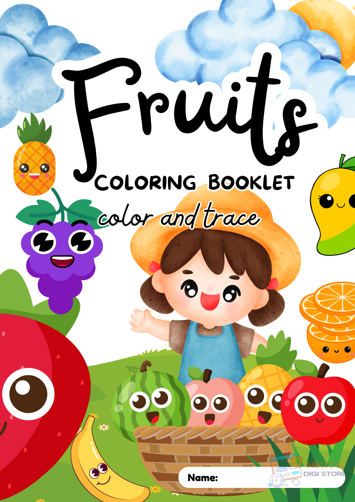Fruits Coloring and Tracing Book