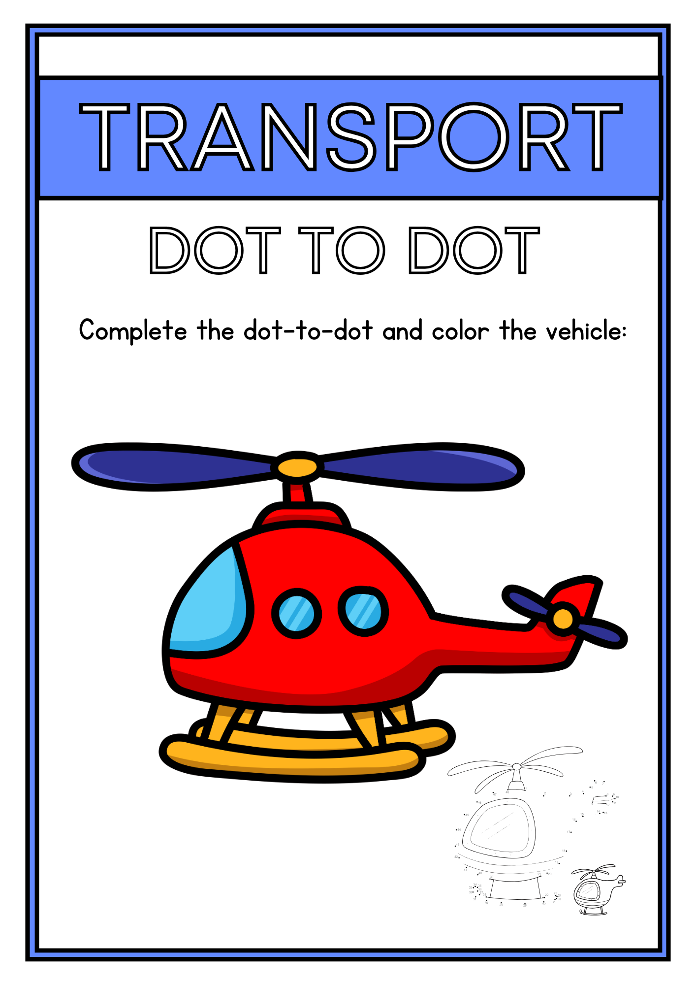 Transport Dot to Dot Coloring Book
