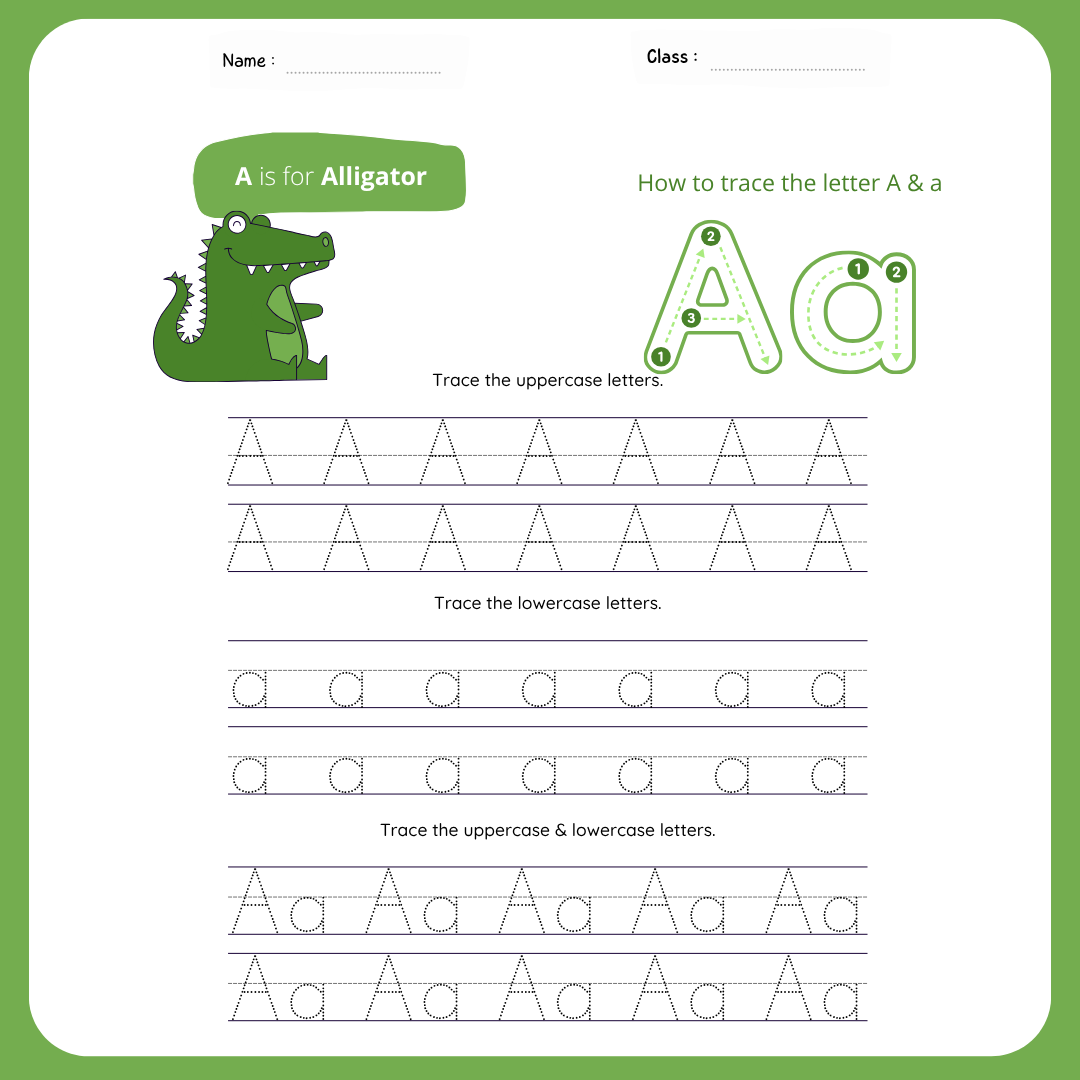 Tracing Letter A to Z Worksheet