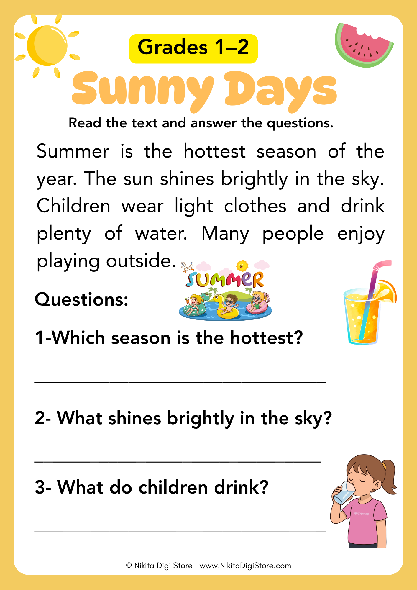 Summer Reading Comprehension Worksheets - Image 2