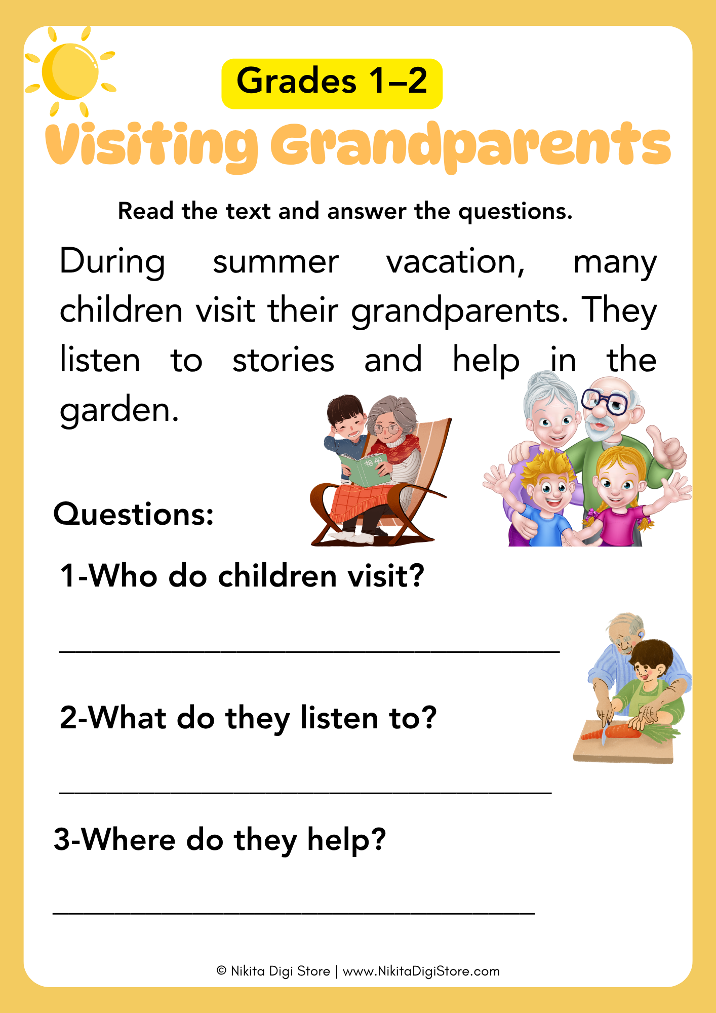 Summer Reading Comprehension Worksheets