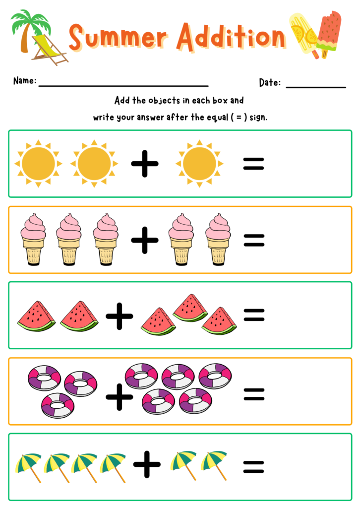 105 Printable Summer Worksheets and Coloring Bundle