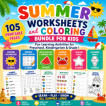 105 Printable Summer Worksheets and Coloring Bundle