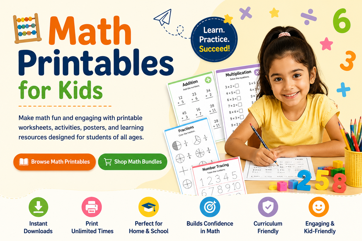 Math printables for kids learning fun