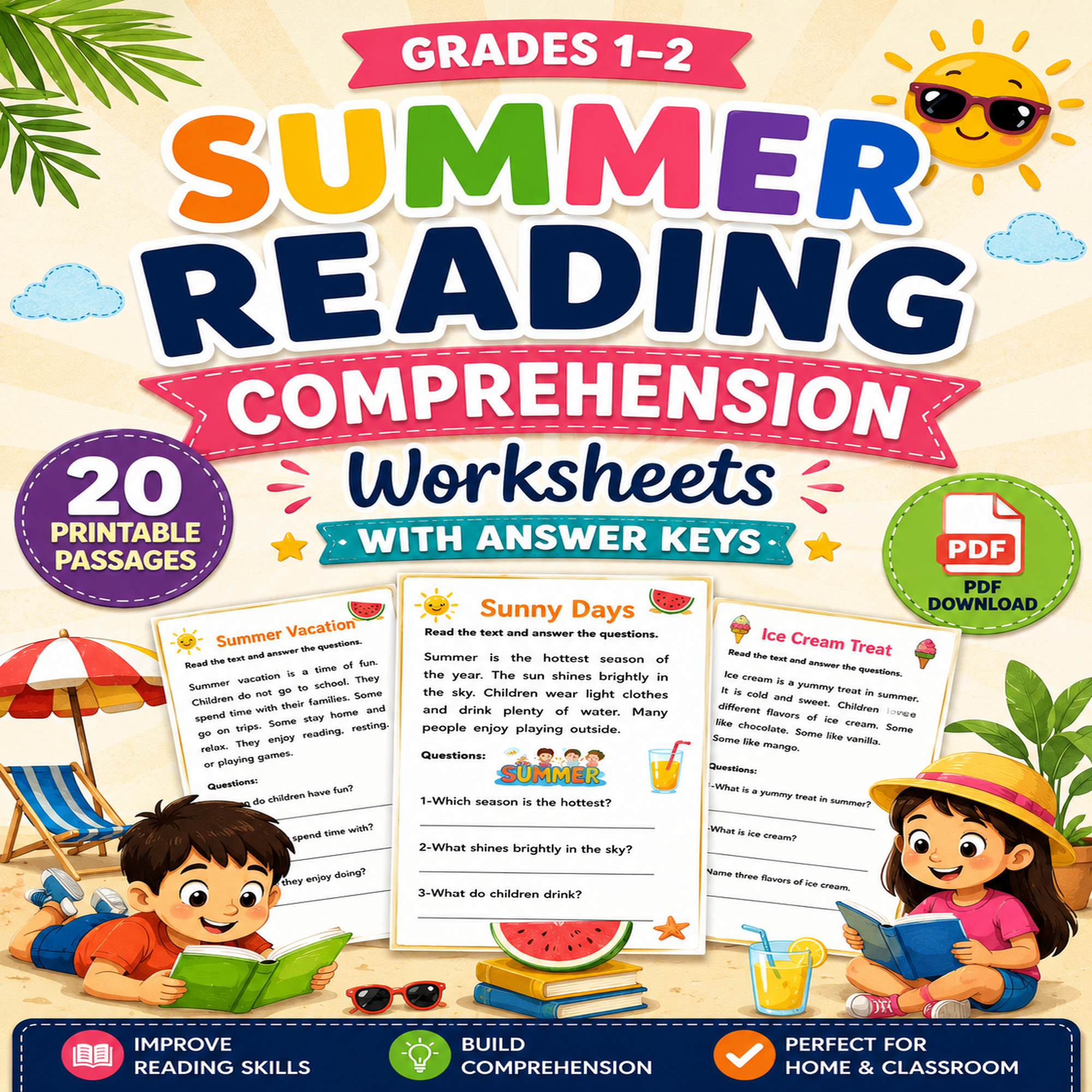 Summer Reading Comprehension Worksheets