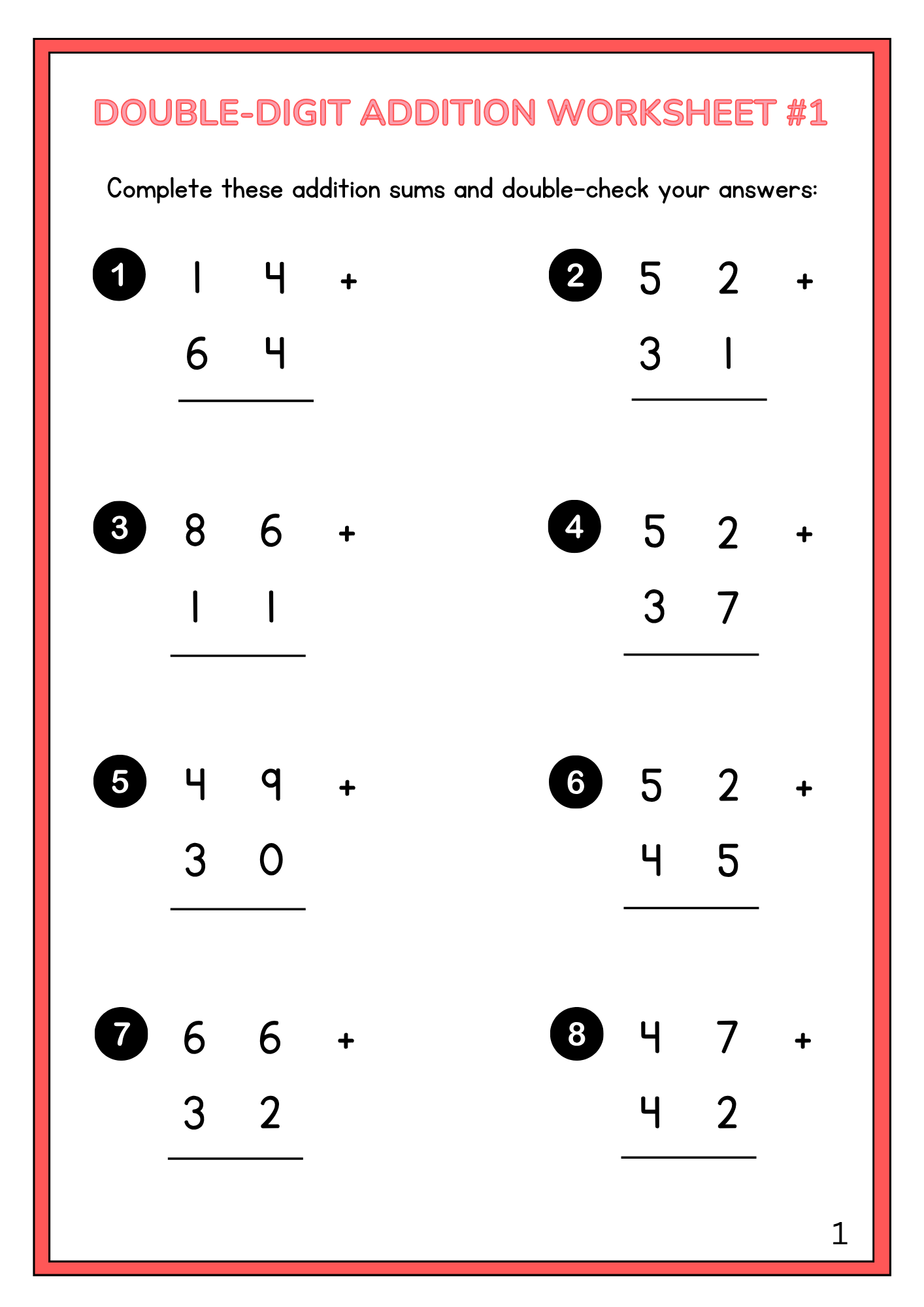 Double-Digit Addition Bundle