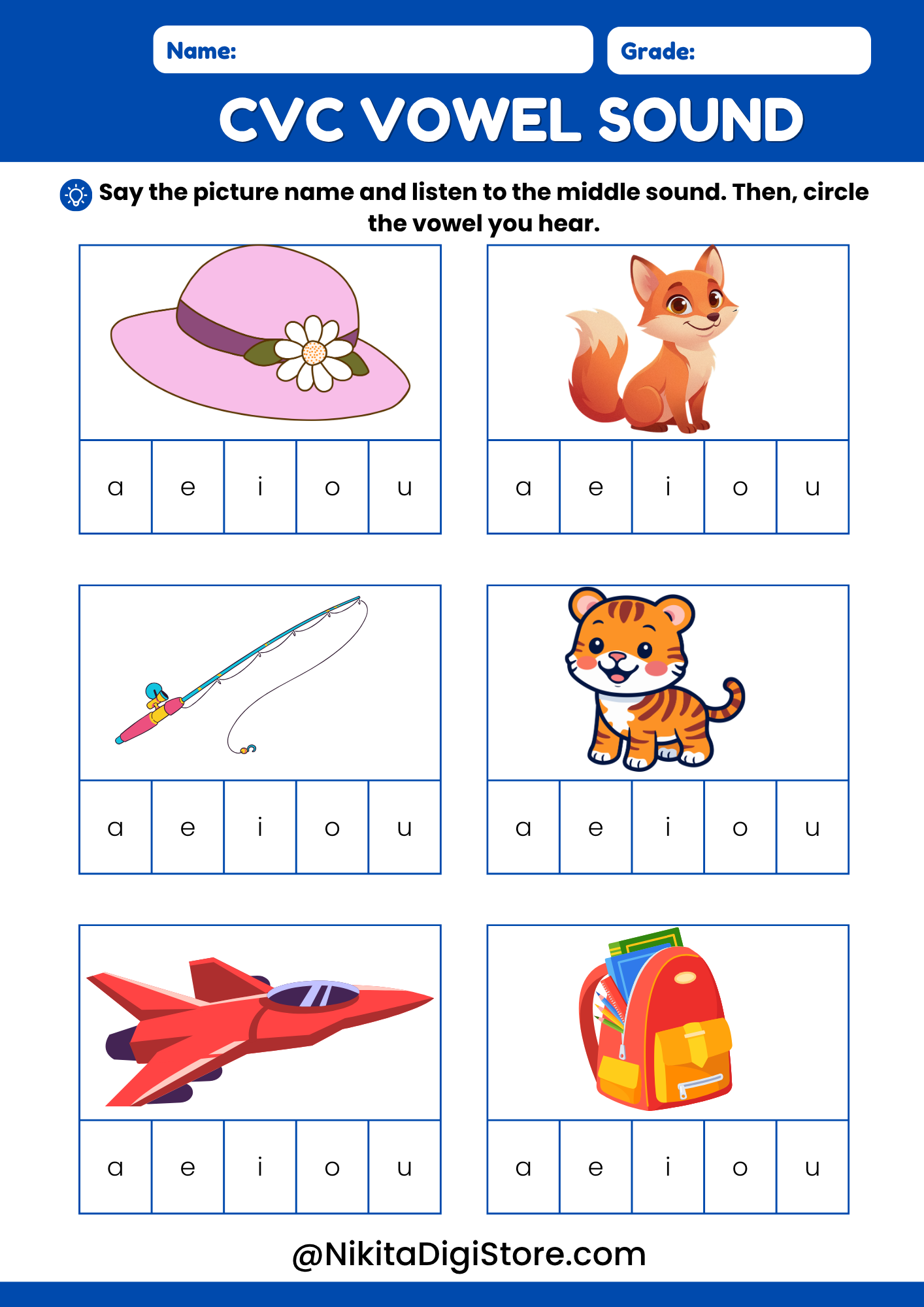 CVC Vowel Sound Worksheets Pack | Short Vowel Phonics Activities for Kindergarten - Image 3