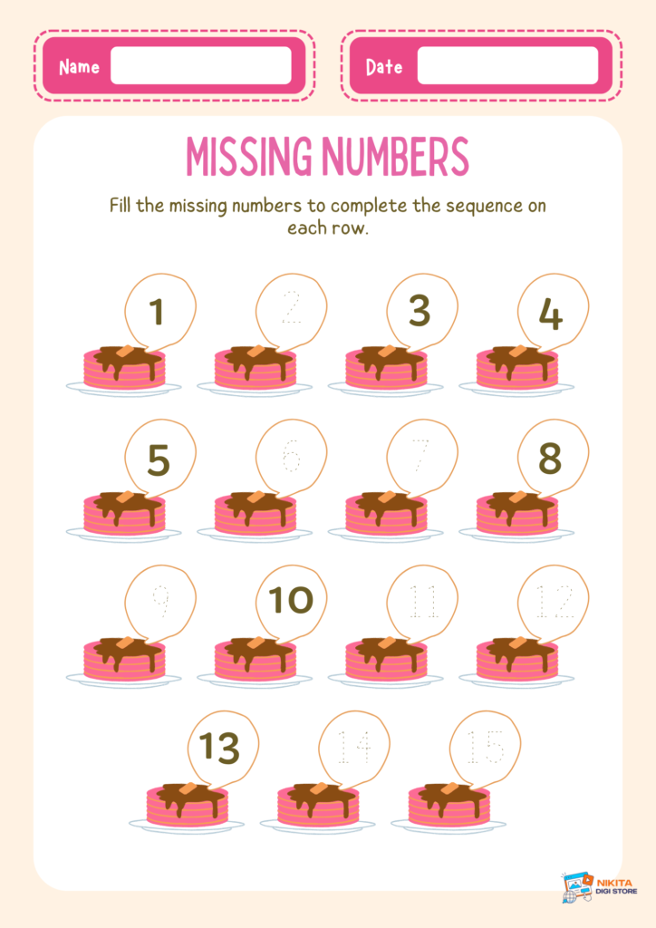 Missing Numbers Worksheets