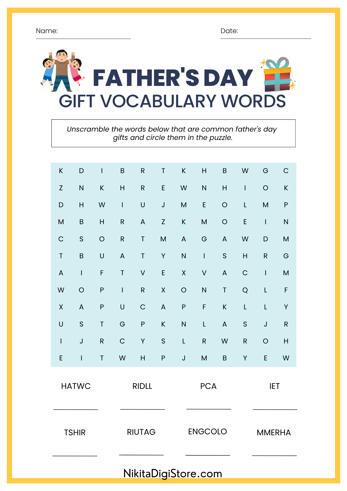Father's Day Printable PDF Activity Bundle for Kids