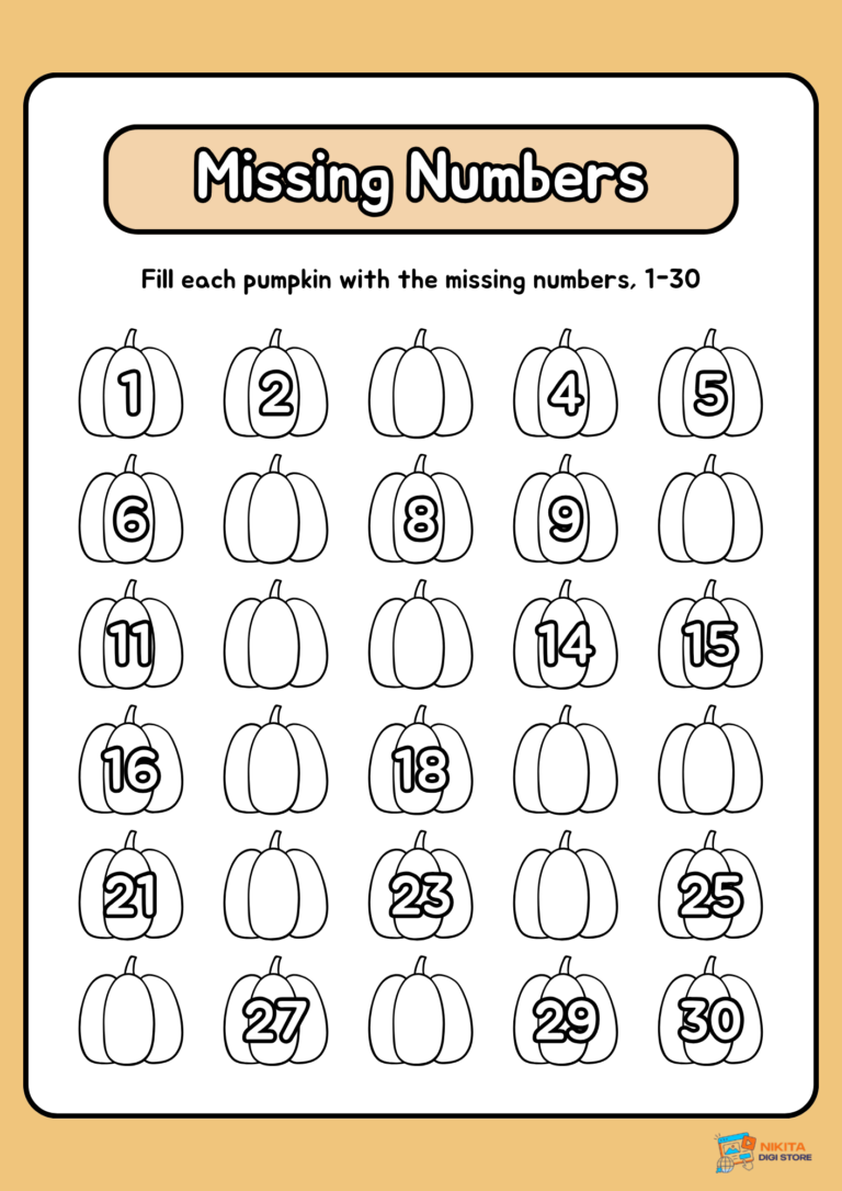 Missing Numbers Worksheets
