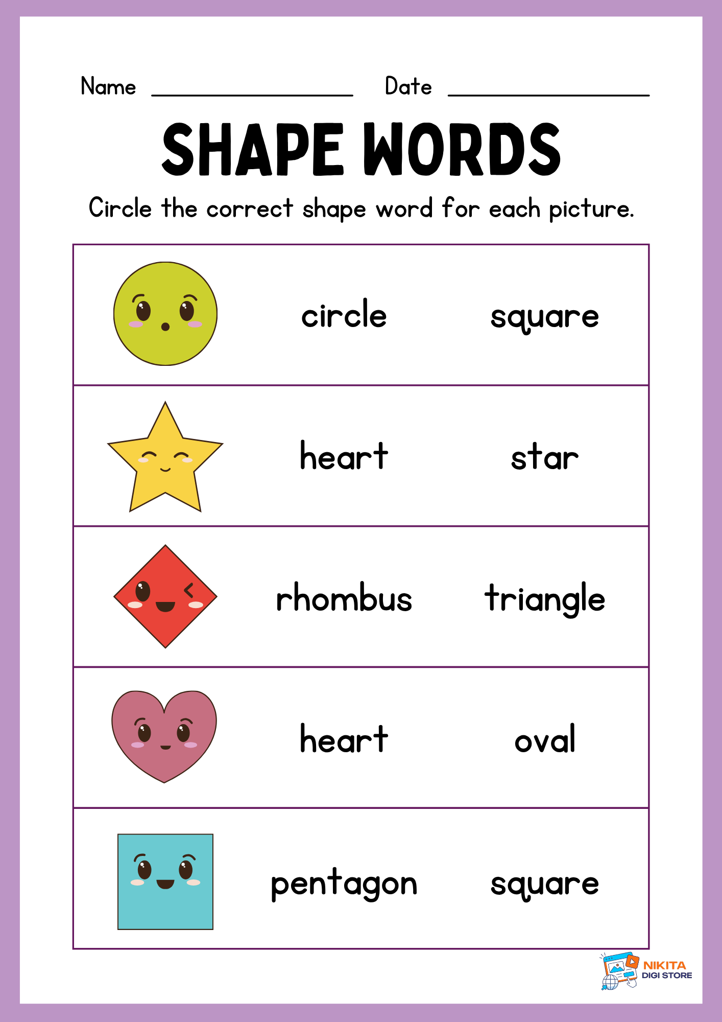 Kindergarten 2D Shapes Workbook – 20 Printable Worksheets for Kids - Image 4