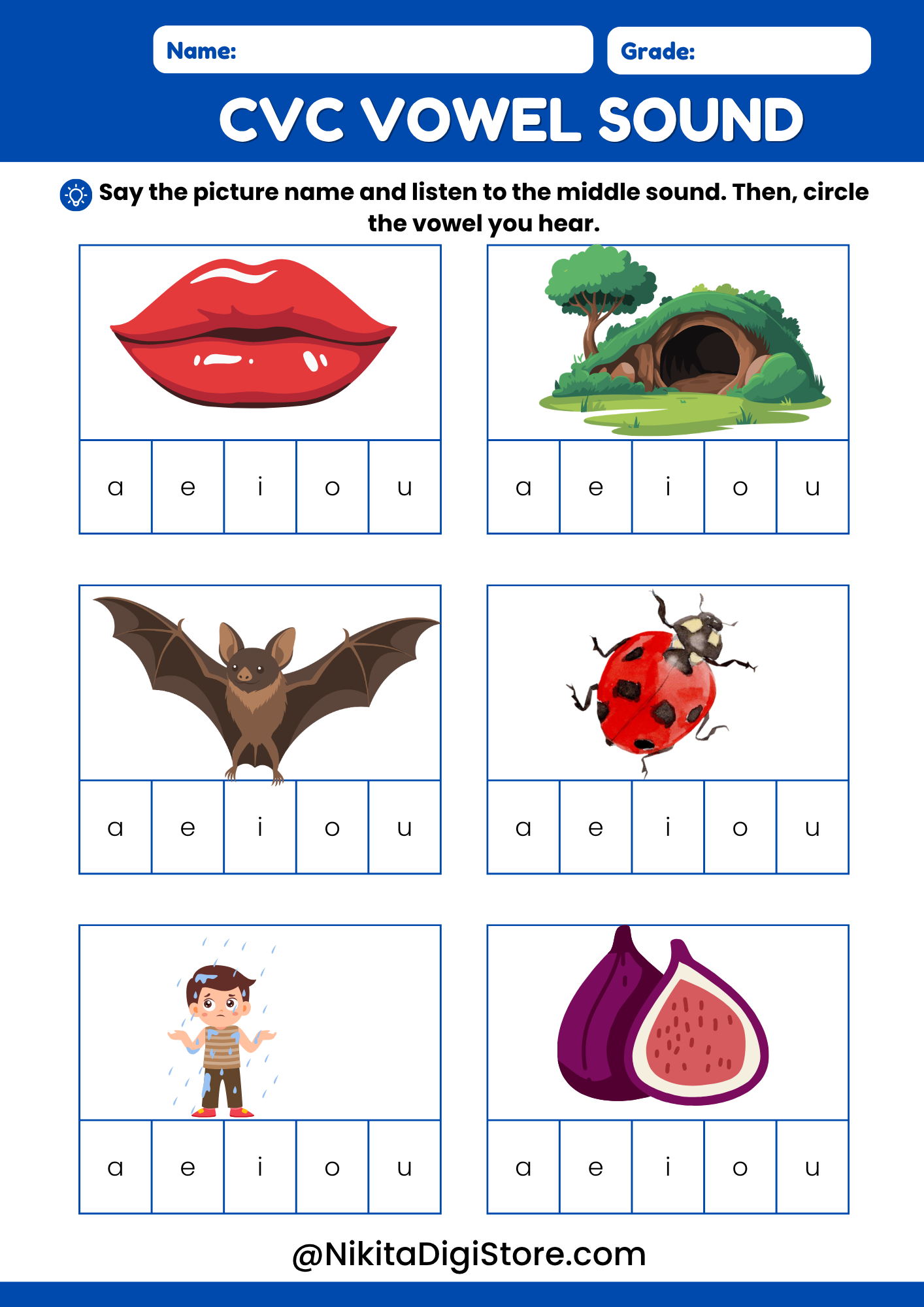 CVC Vowel Sound Worksheets