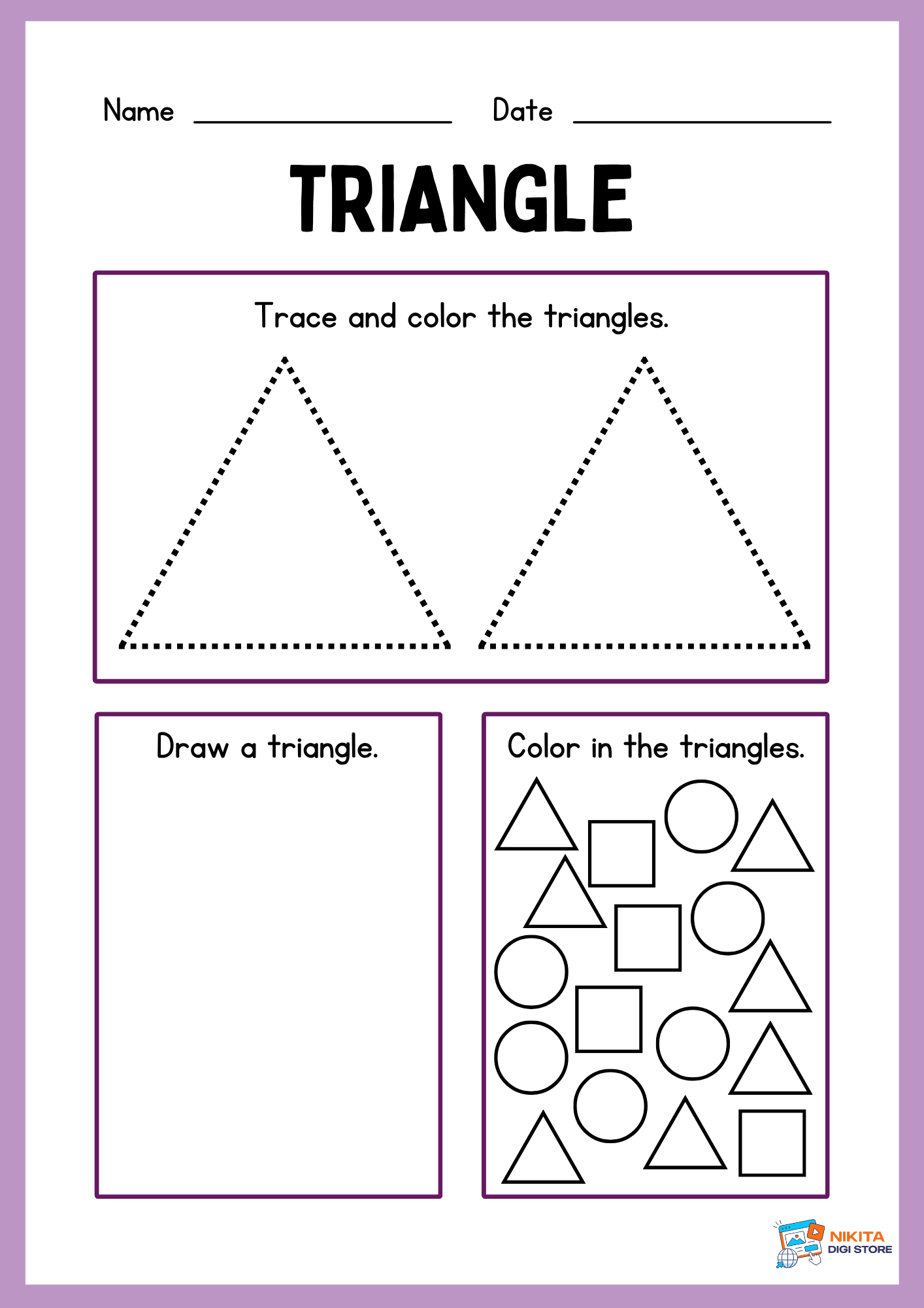 Kindergarten 2D Shapes Workbook – 20 Printable Worksheets for Kids - Image 3