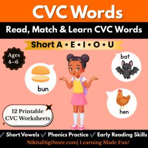 CVC Read and Match Worksheets