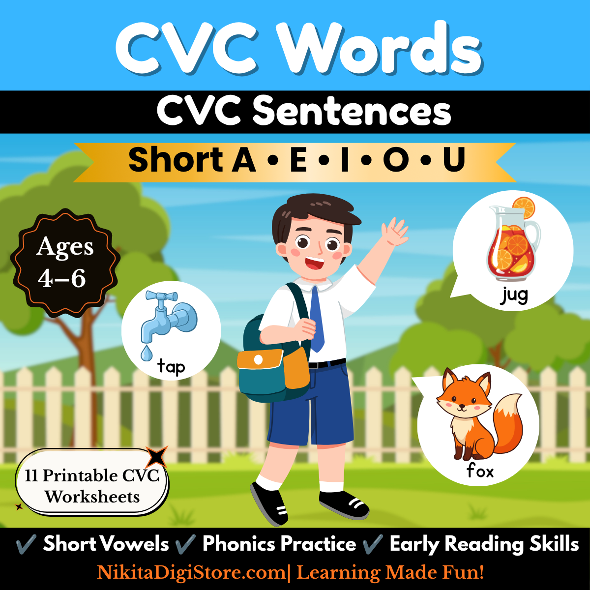 CVC Sentences Worksheets