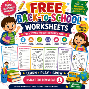 Free Back-to-School Worksheets Bundle