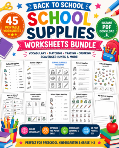 School Supplies Worksheets
