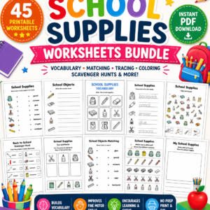 School Supplies Worksheets