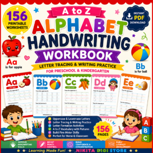 Alphabet Handwriting Workbook | 156 Printable Letter Tracing Worksheets (A–Z PDF)