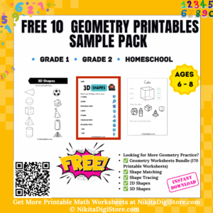 Free 10 Geometry Worksheets Sample Pack for Preschool & Kindergarten PDF