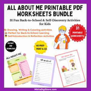 All About Me Worksheets