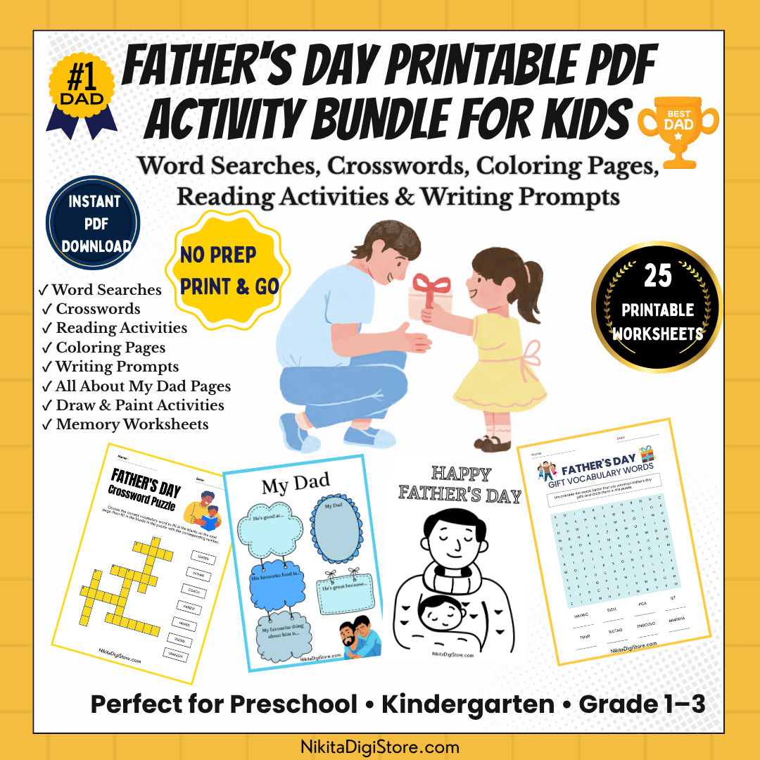 Father's Day Printable PDF Activity Bundle for Kids