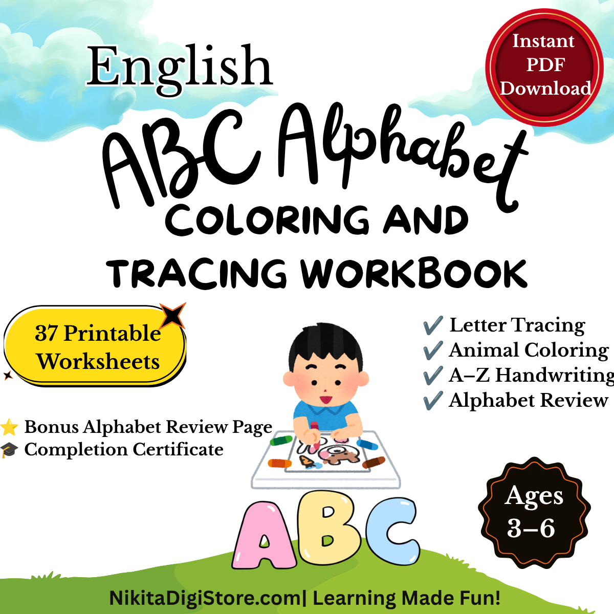 ABC Alphabet Coloring and Tracing Workbook