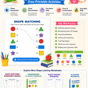 shape matching worksheets for preschool and kindergarten