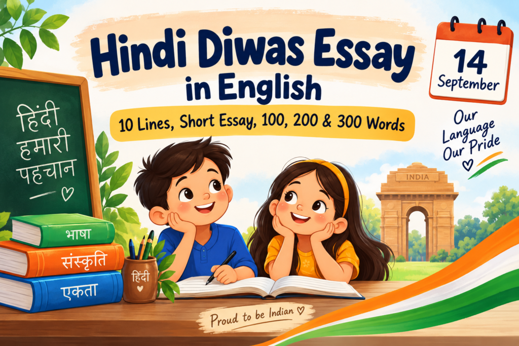 Hindi Diwas Essay in Hindi – 10 Lines, Short Essay, 100, 200 & 300 Words